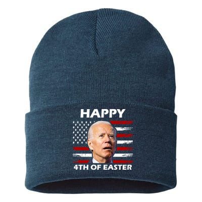 Happy 4th Of Easter Joe Biden Funny Sustainable Knit Beanie