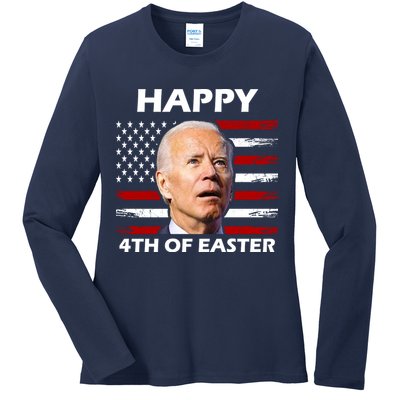 Happy 4th Of Easter Joe Biden Funny Ladies Long Sleeve Shirt