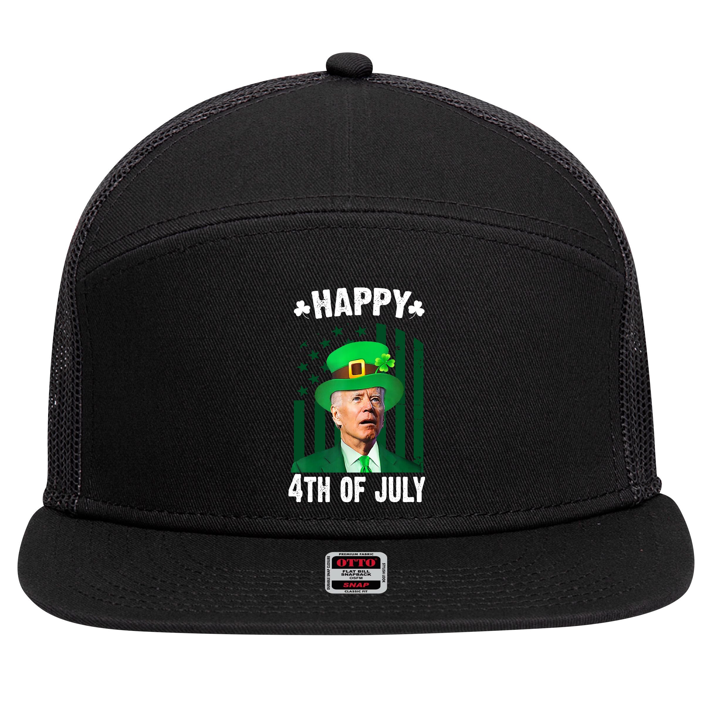 Happy 4th Of July Funny Biden St Patrick's Day Holiday 7 Panel Mesh Trucker Snapback Hat