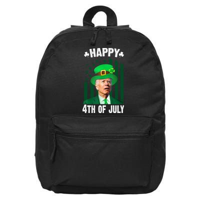 Happy 4th Of July Funny Biden St Patrick's Day Holiday 16 in Basic Backpack