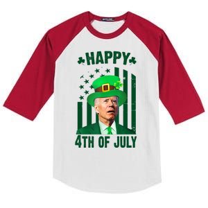 Happy 4th Of July Funny Biden St Patrick's Day Holiday Kids Colorblock Raglan Jersey