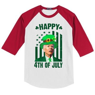 Happy 4th Of July Funny Biden St Patrick's Day Holiday Kids Colorblock Raglan Jersey