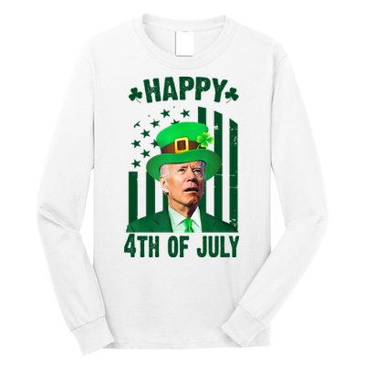 Happy 4th Of July Funny Biden St Patrick's Day Holiday Long Sleeve Shirt