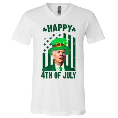 Happy 4th Of July Funny Biden St Patrick's Day Holiday V-Neck T-Shirt