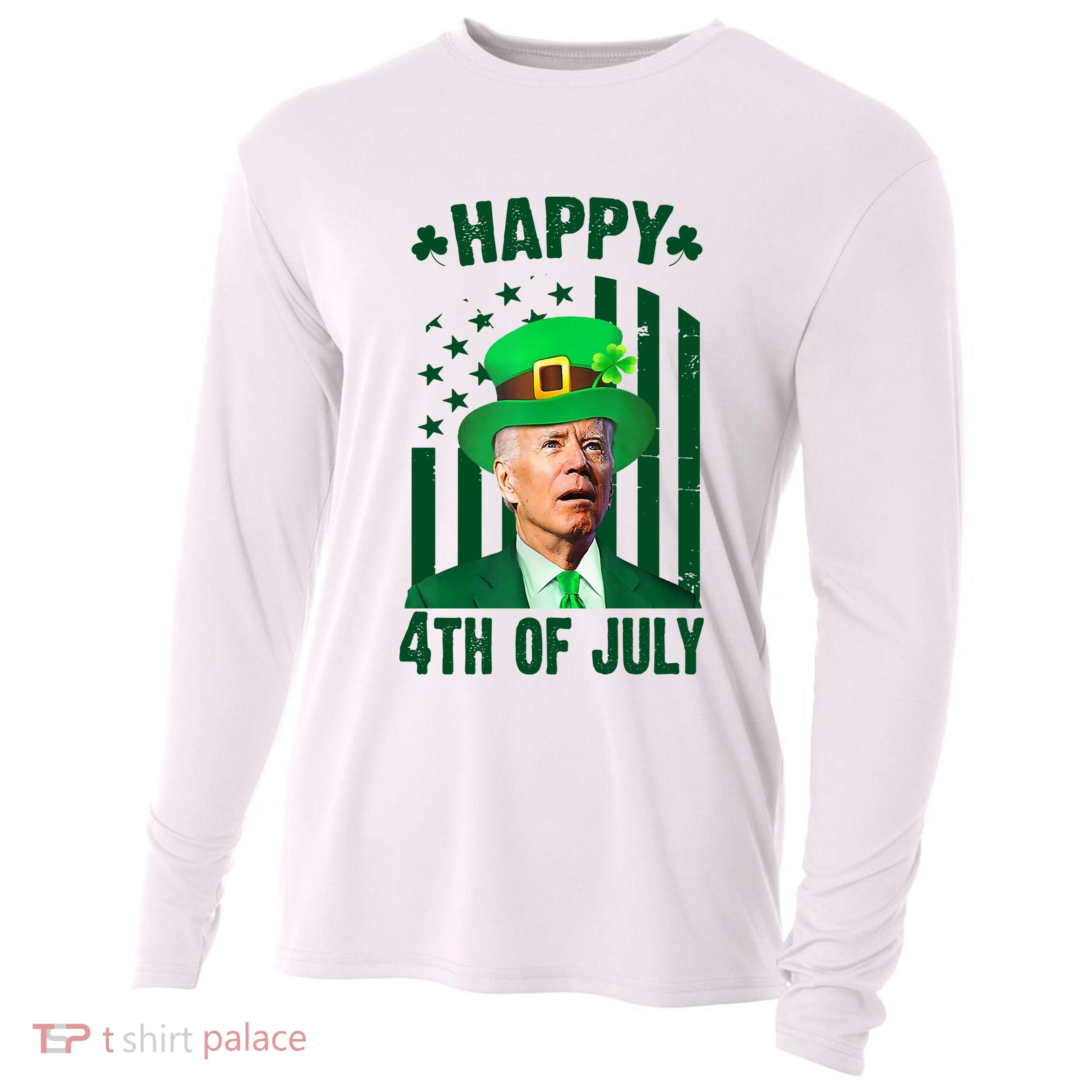 Happy 4th Of July Funny Biden St Patrick's Day Holiday Cooling Performance Long Sleeve Crew