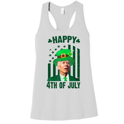 Happy 4th Of July Funny Biden St Patrick's Day Holiday Women's Racerback Tank