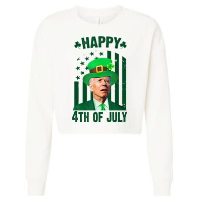Happy 4th Of July Funny Biden St Patrick's Day Holiday Cropped Pullover Crew