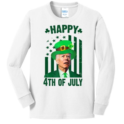 Happy 4th Of July Funny Biden St Patrick's Day Holiday Kids Long Sleeve Shirt