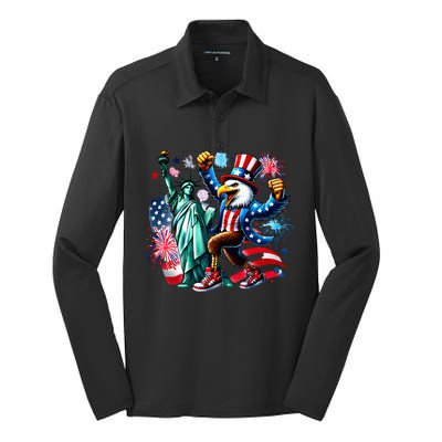 Happy 4th Of July Party Silk Touch Performance Long Sleeve Polo