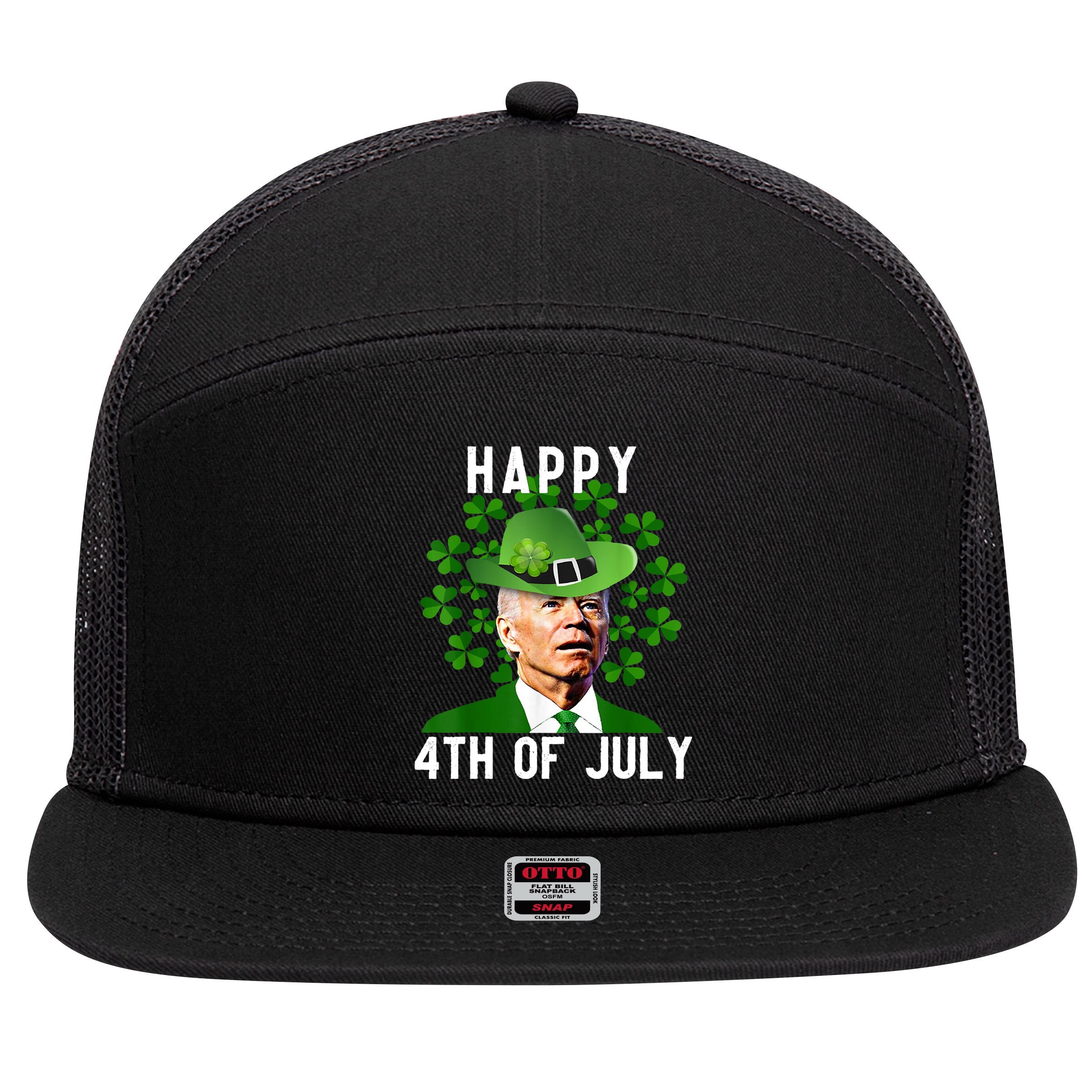 Happy 4th Of July Joe Biden St Patrick's Day 7 Panel Mesh Trucker Snapback Hat