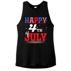 Happy 4th Of July Us Fireworks Illuminate The Sky Ladies PosiCharge Tri-Blend Wicking Tank