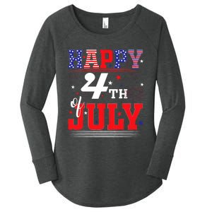 Happy 4th Of July Us Fireworks Illuminate The Sky Women's Perfect Tri Tunic Long Sleeve Shirt