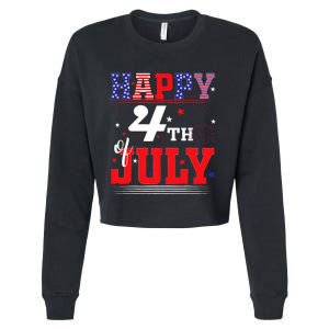 Happy 4th Of July Us Fireworks Illuminate The Sky Cropped Pullover Crew