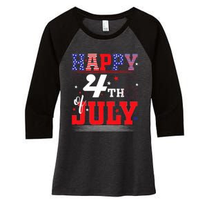 Happy 4th Of July Us Fireworks Illuminate The Sky Women's Tri-Blend 3/4-Sleeve Raglan Shirt