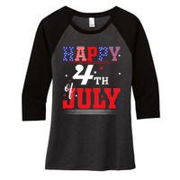 Happy 4th Of July Us Fireworks Illuminate The Sky Women's Tri-Blend 3/4-Sleeve Raglan Shirt