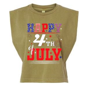 Happy 4th Of July Us Fireworks Illuminate The Sky Garment-Dyed Women's Muscle Tee