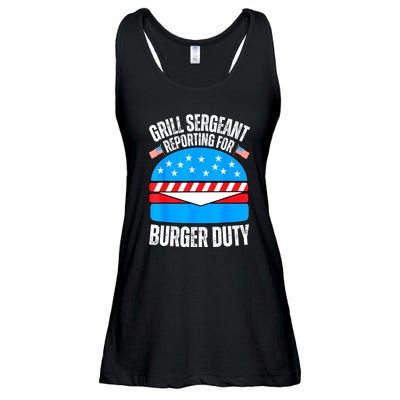 Happy 4th Of July Funny Burger Lovers American Usa Flag Gift Ladies Essential Flowy Tank