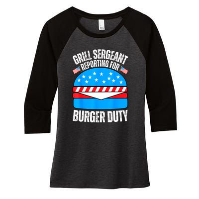 Happy 4th Of July Funny Burger Lovers American Usa Flag Gift Women's Tri-Blend 3/4-Sleeve Raglan Shirt