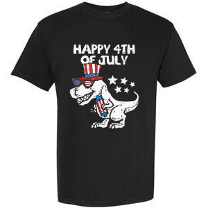 Happy 4th Of July T Rex Dino Dinosaur Baby Garment-Dyed Heavyweight T-Shirt