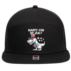 Happy 4th Of July T Rex Dino Dinosaur Baby 7 Panel Mesh Trucker Snapback Hat