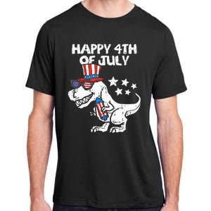 Happy 4th Of July T Rex Dino Dinosaur Baby Adult ChromaSoft Performance T-Shirt