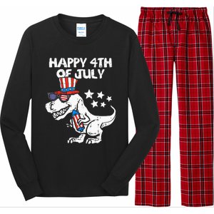 Happy 4th Of July T Rex Dino Dinosaur Baby Long Sleeve Pajama Set