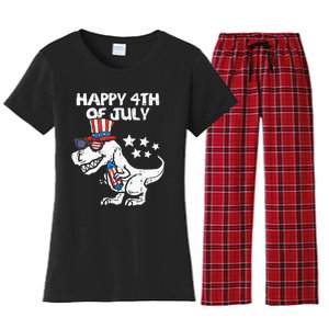 Happy 4th Of July T Rex Dino Dinosaur Baby Women's Flannel Pajama Set