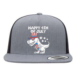 Happy 4th Of July T Rex Dino Dinosaur Baby Flat Bill Trucker Hat