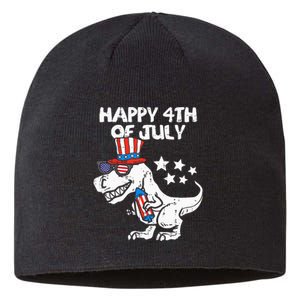 Happy 4th Of July T Rex Dino Dinosaur Baby Sustainable Beanie