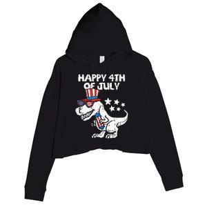 Happy 4th Of July T Rex Dino Dinosaur Baby Crop Fleece Hoodie