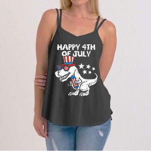 Happy 4th Of July T Rex Dino Dinosaur Baby Women's Strappy Tank