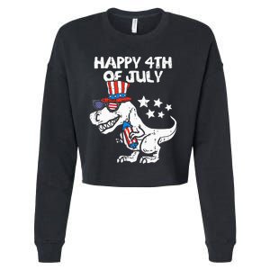 Happy 4th Of July T Rex Dino Dinosaur Baby Cropped Pullover Crew