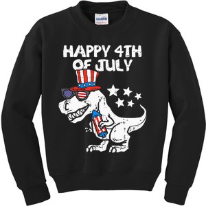 Happy 4th Of July T Rex Dino Dinosaur Baby Kids Sweatshirt