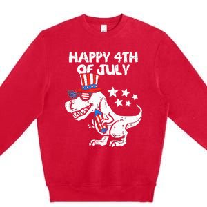 Happy 4th Of July T Rex Dino Dinosaur Baby Premium Crewneck Sweatshirt