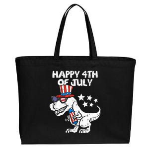 Happy 4th Of July T Rex Dino Dinosaur Baby Cotton Canvas Jumbo Tote