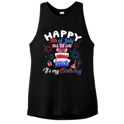 Happy 4th Of July And Its My Birthday Funny Patriotic Ladies PosiCharge Tri-Blend Wicking Tank