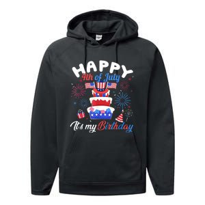 Happy 4th Of July And Its My Birthday Funny Patriotic Performance Fleece Hoodie