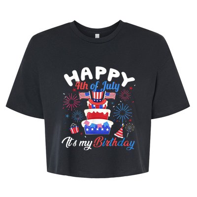 Happy 4th Of July And Its My Birthday Funny Patriotic Bella+Canvas Jersey Crop Tee