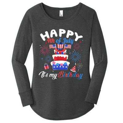 Happy 4th Of July And Its My Birthday Funny Patriotic Women's Perfect Tri Tunic Long Sleeve Shirt