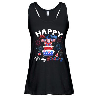 Happy 4th Of July And Its My Birthday Funny Patriotic Ladies Essential Flowy Tank