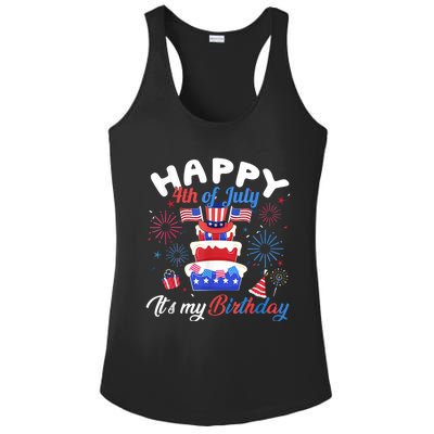 Happy 4th Of July And Its My Birthday Funny Patriotic Ladies PosiCharge Competitor Racerback Tank