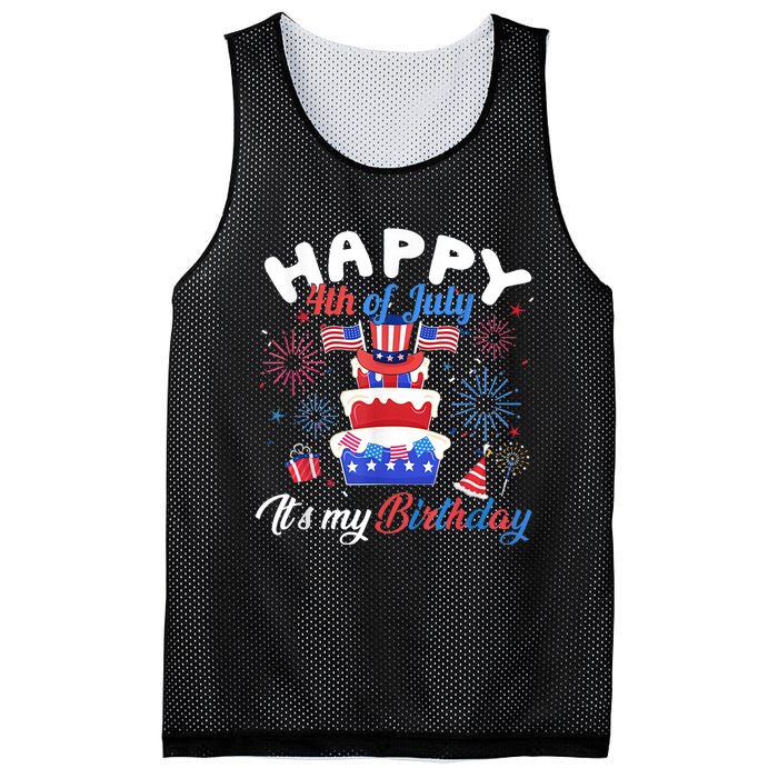 Happy 4th Of July And Its My Birthday Funny Patriotic Mesh Reversible Basketball Jersey Tank