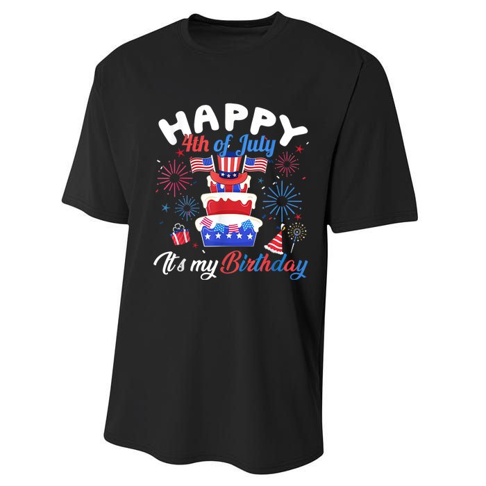 Happy 4th Of July And Its My Birthday Funny Patriotic Performance Sprint T-Shirt