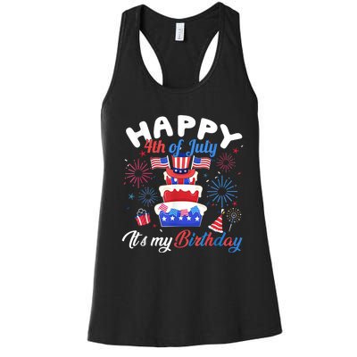 Happy 4th Of July And Its My Birthday Funny Patriotic Women's Racerback Tank