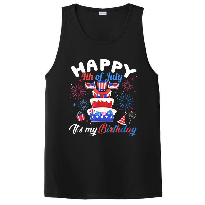 Happy 4th Of July And Its My Birthday Funny Patriotic PosiCharge Competitor Tank