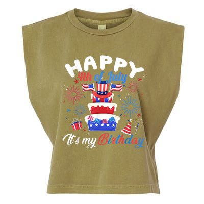 Happy 4th Of July And Its My Birthday Funny Patriotic Garment-Dyed Women's Muscle Tee