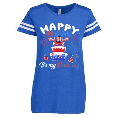 Happy 4th Of July And Its My Birthday Funny Patriotic Enza Ladies Jersey Football T-Shirt