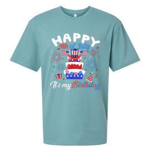 Happy 4th Of July And Its My Birthday Funny Patriotic Sueded Cloud Jersey T-Shirt