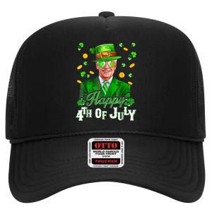 Happy 4th Of July Funny Joe Biden Leprechaun St Patricks Day High Crown Mesh Back Trucker Hat