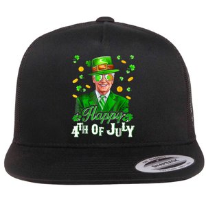 Happy 4th Of July Funny Joe Biden Leprechaun St Patricks Day Flat Bill Trucker Hat